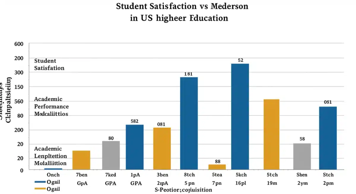 Bar chart comparing student performance and satisfaction in online and in-person higher education.