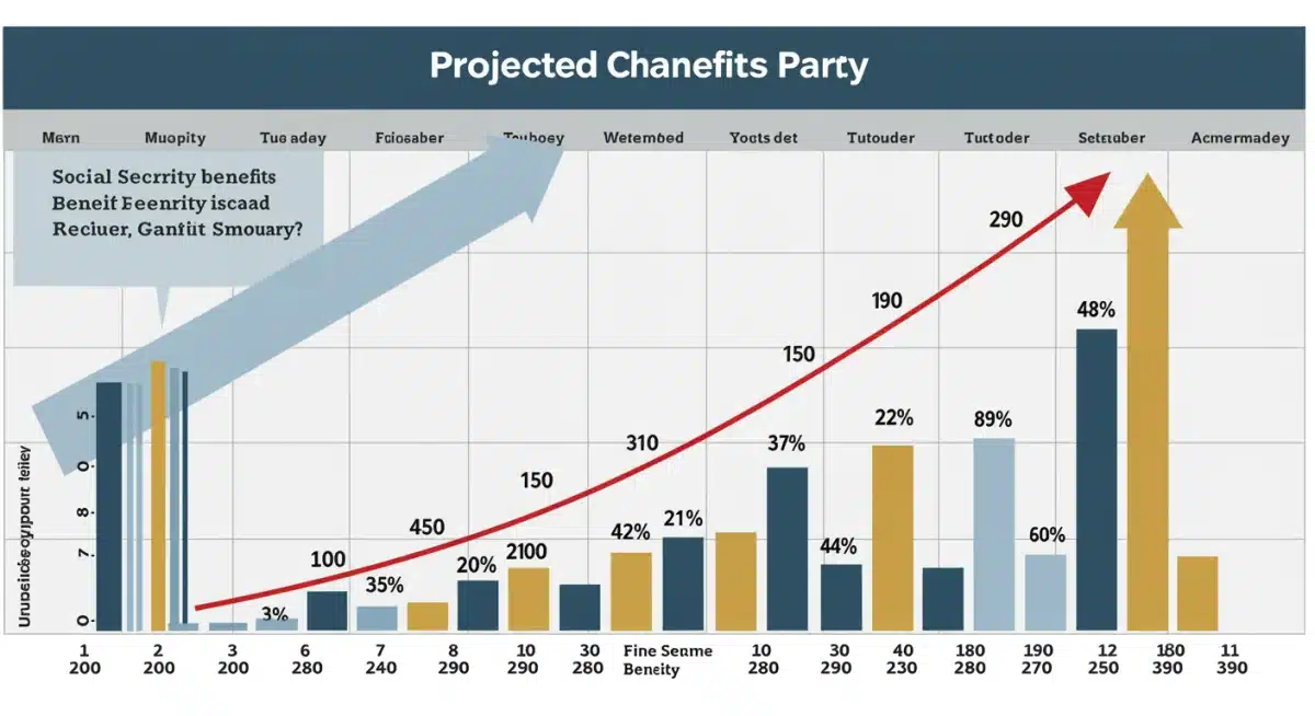 Graphic illustrating projected Social Security benefit changes for 2025