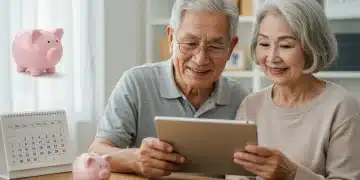 Senior couple reviewing Social Security COLA 2025 projections