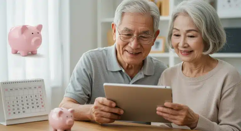Senior couple reviewing Social Security COLA 2025 projections