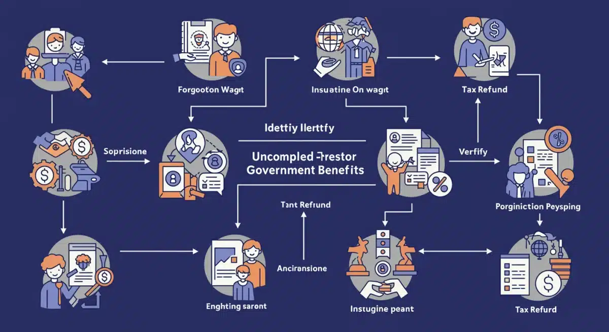 Flowchart illustrating the process of claiming unclaimed government benefits