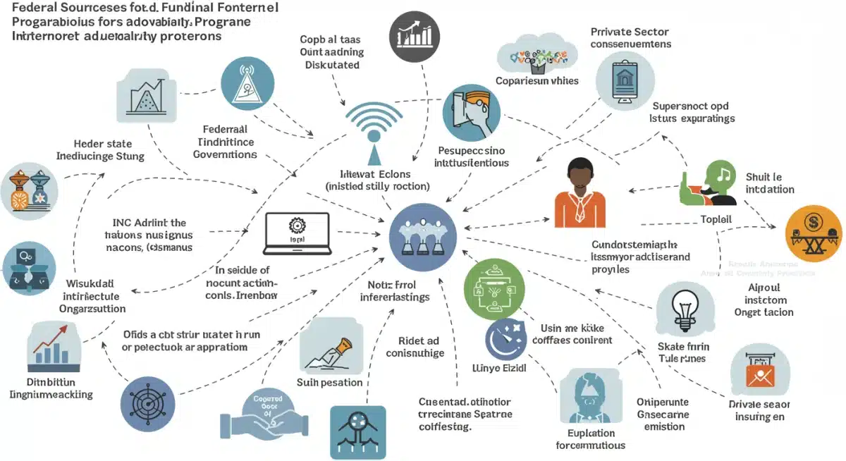 Infographic showing diverse funding sources for internet affordability programs