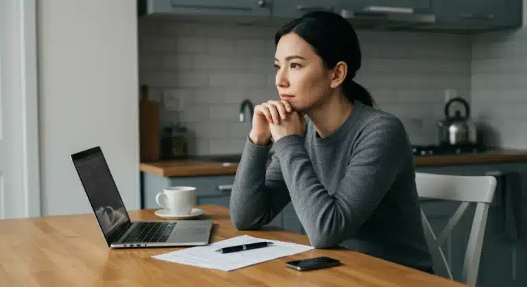 Person researching unemployment benefits on a laptop at home