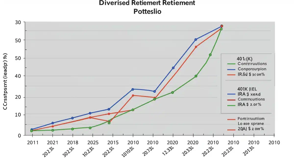 Infographic illustrating compound growth of retirement investments over time