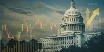 US Capitol building with financial market charts, representing Washington policy impact on investments.