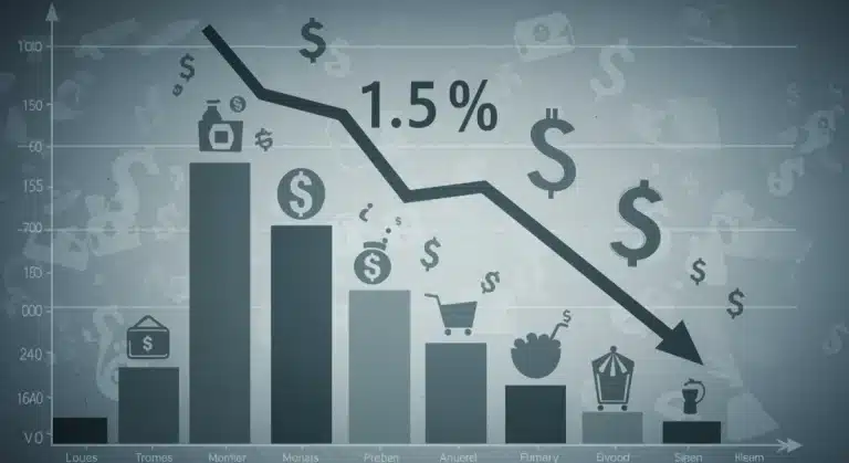 Graph showing a 1.5% drop in US consumer spending with economic indicators.