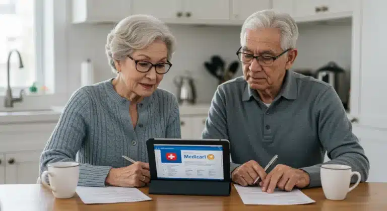 Senior couple analyzing 2025 Medicare Part B premium adjustments