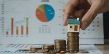 Hand placing house on coins, symbolizing mortgage impact of 2026 Fed rate hikes