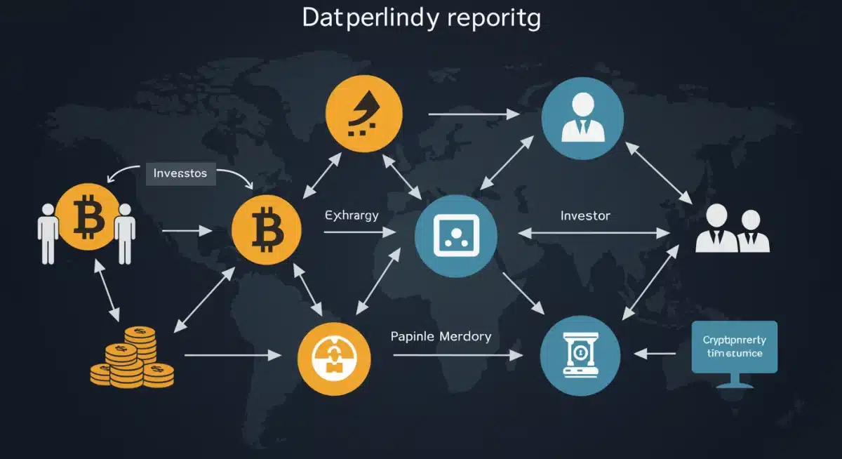 Data flow illustration showing crypto reporting to regulatory bodies
