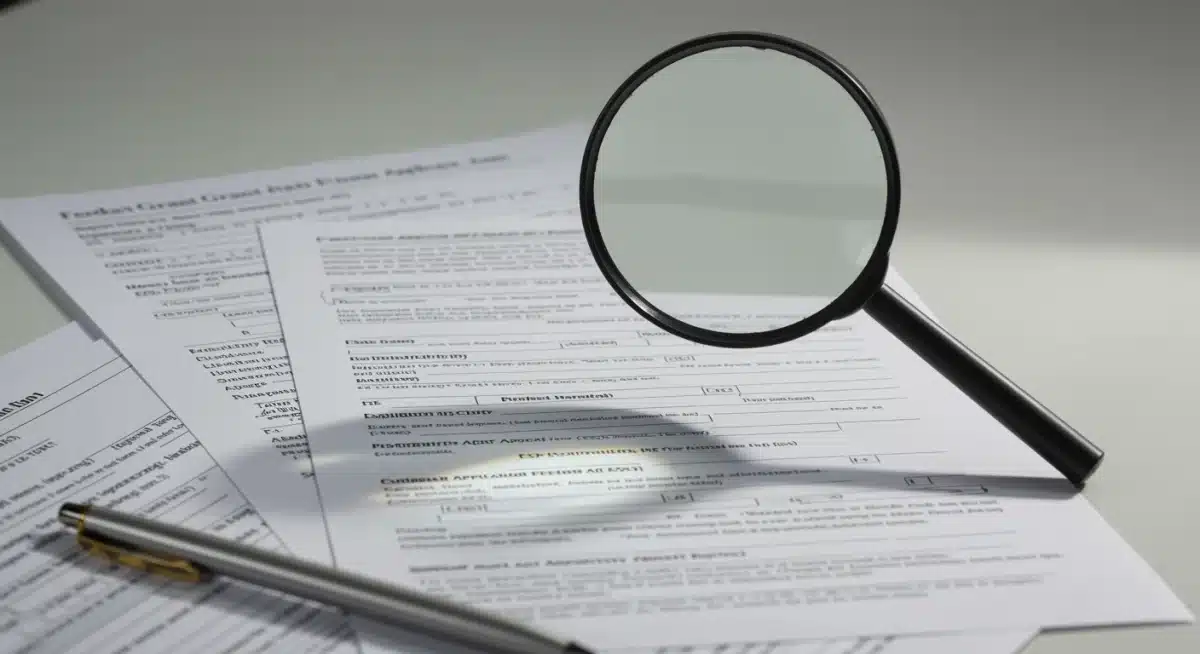 Close-up of federal grant application forms, emphasizing careful review.