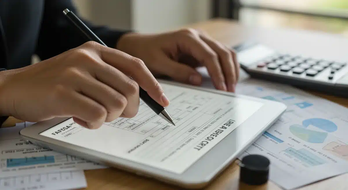 Person meticulously completing FAFSA form for 2026 Pell Grant
