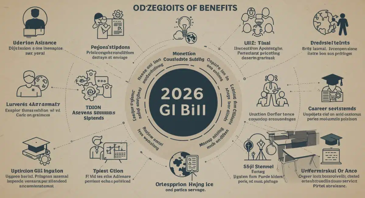 Infographic detailing various 2026 GI Bill benefits categories and support