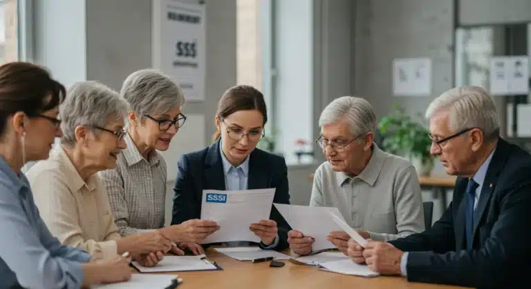 Diverse individuals consult with social worker about SSI benefits in 2026