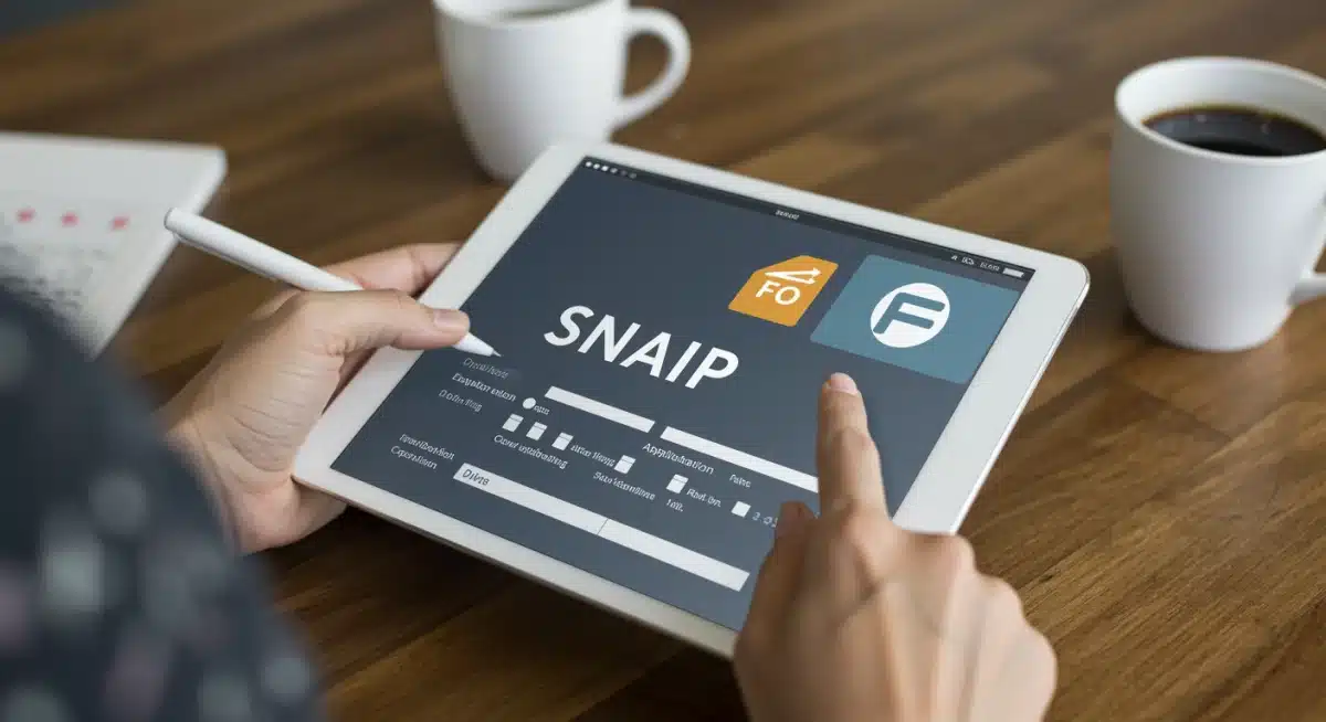 Person applying for SNAP benefits online on a tablet