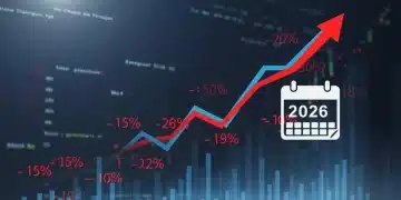 Financial chart showing upward trend with 2026 tax rates of 15% and 20%