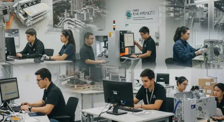 Students learning in a modern vocational training center, focusing on future-proof skills.