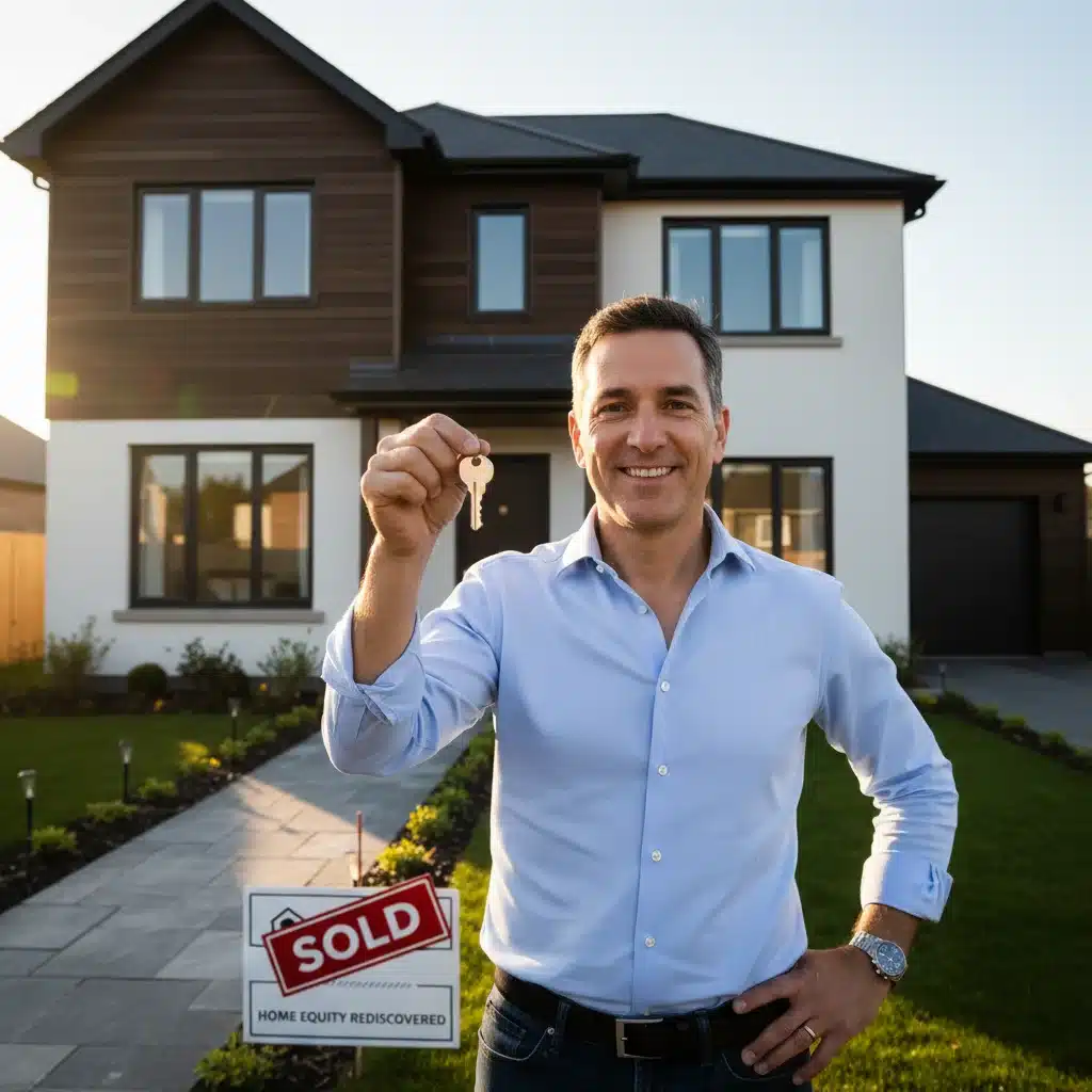 Homeowner with house key, symbolizing home equity success