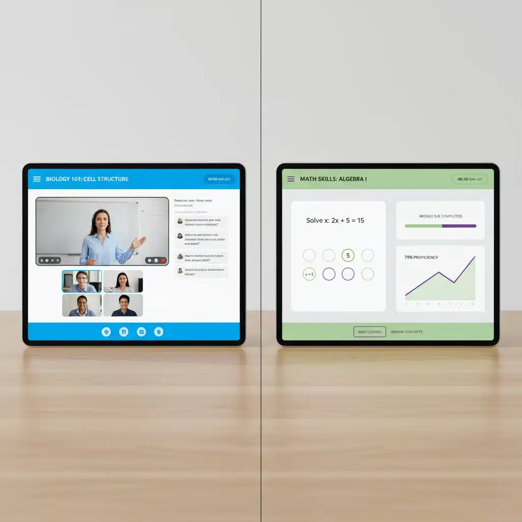 Interactive online classroom and adaptive learning module