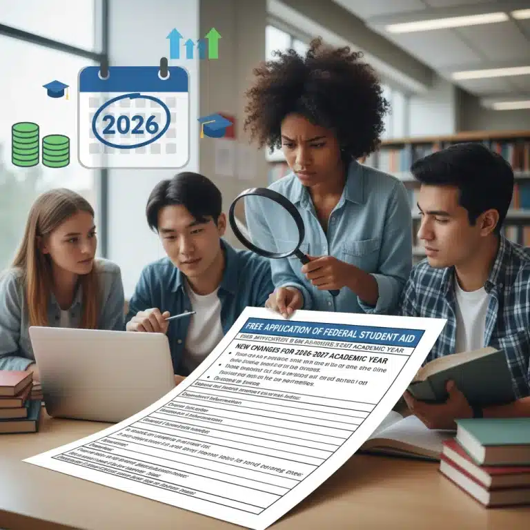 Students reviewing 2026 FAFSA changes for federal student aid application