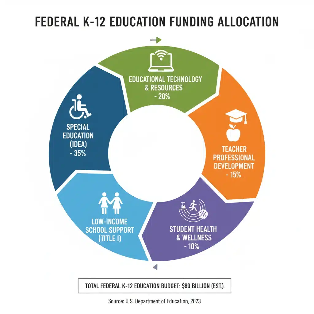 Infographic depicting federal education fund allocation across K-12 programs