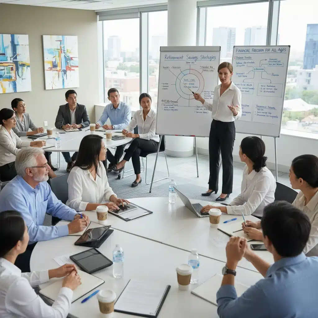 Diverse group learning about retirement savings strategies