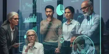 People analyzing Social Security projections for retirement planning