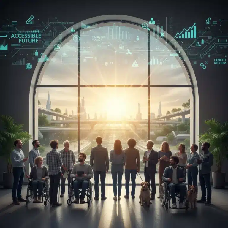 Diverse individuals contemplating future of disability benefits 2026