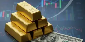 Gold and silver bars safeguarding wealth against dollar devaluation