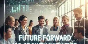 Diverse professionals celebrating job growth in modern office