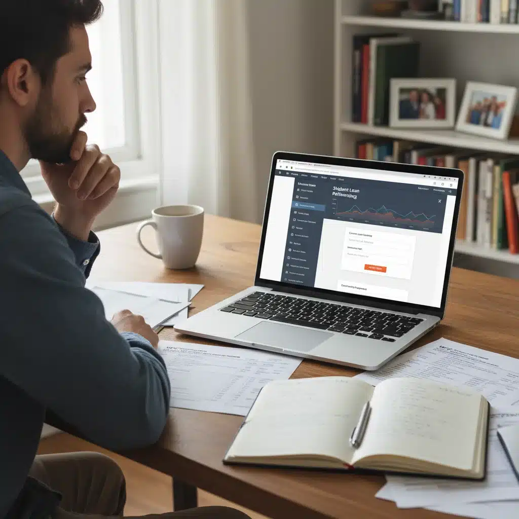 Borrower reviewing student loan forgiveness application on laptop