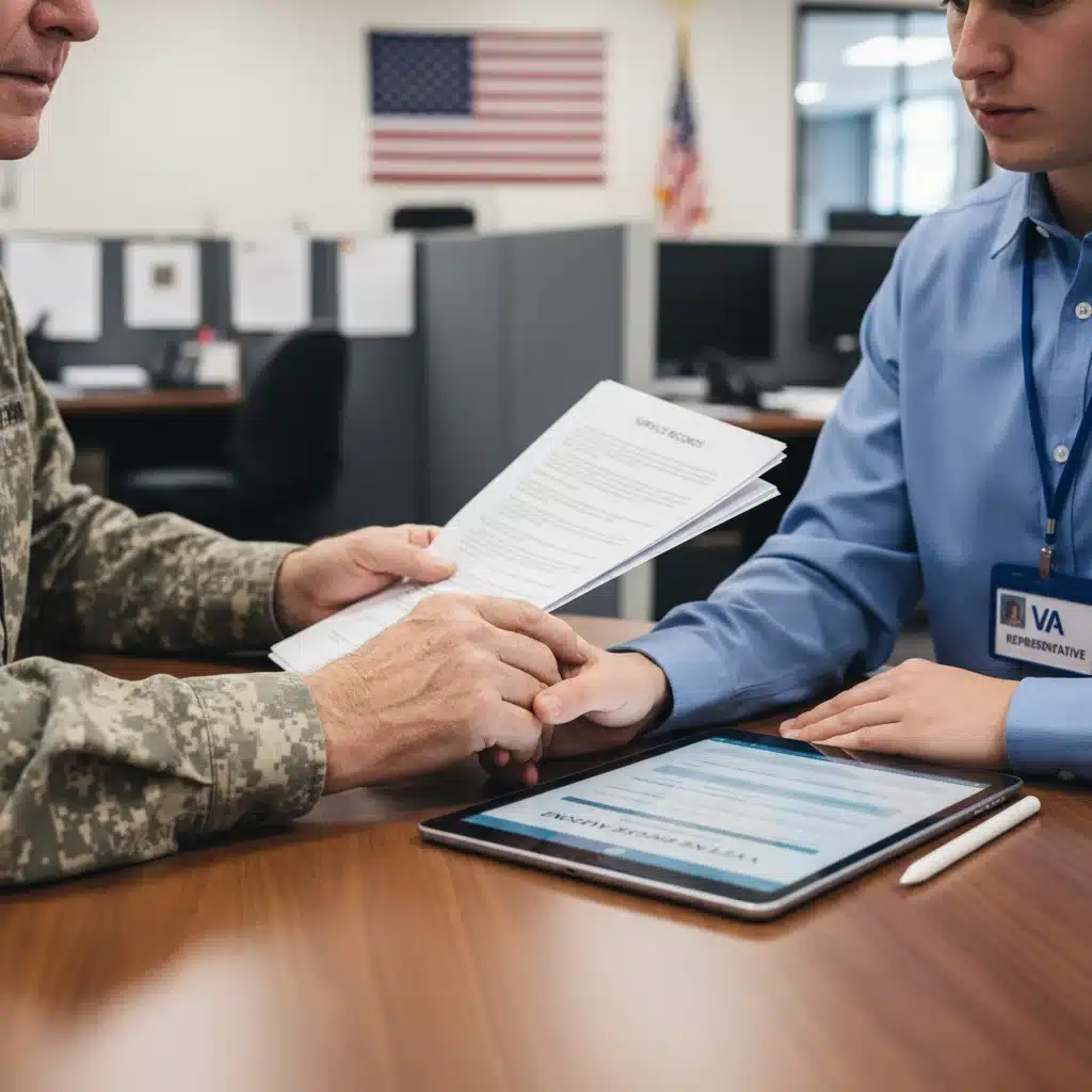 Veteran receiving assistance with benefit application from VA representative